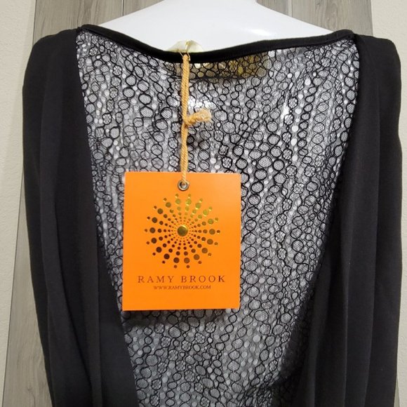 Ramy Brook Top Women's XS Black Natalie Sleeveless Drape New - Picture 5 of 7